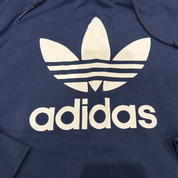 Men’s Adidas Trefoil Navy Hoodie~Size Medium - Picture 2 of 4
